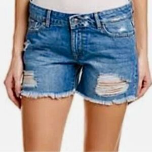 DL1961 Karlie Boyfriend Shorts in Distressed Blue Denim Women’s 27
